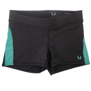 Hylete Short Black Turquoise Green Booty Workout Shorts Women's Sz M